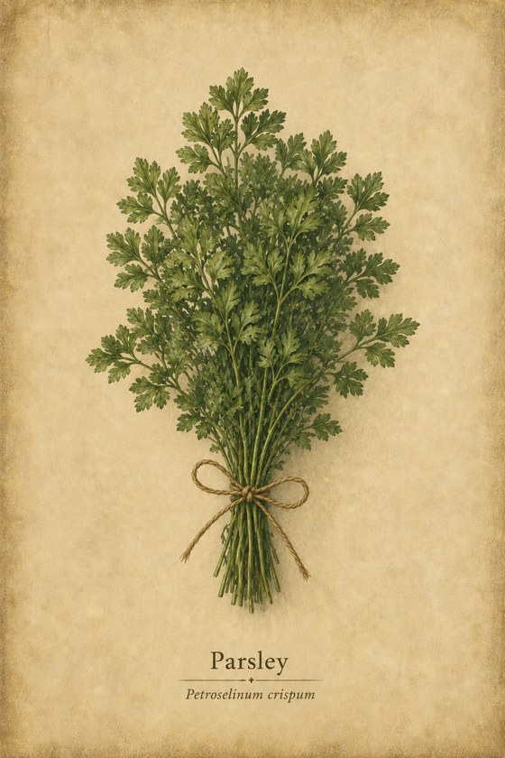 Parsley herbarium print for pantry wall decor