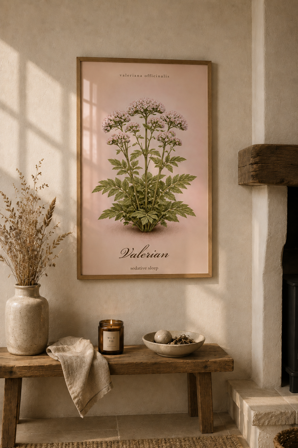 Vintage sepia medicinal herb poster featuring Yarrow (Achillea millefolium) as a detailed botanical illustration on aged paper, with a clear printed title and apothecary reference style.
