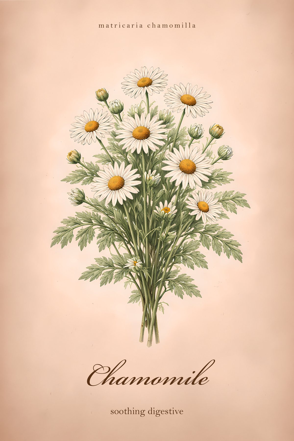 Chamomile Botanical Print, Medicinal Herb Wall Art, Vintage Colour Apothecary Poster