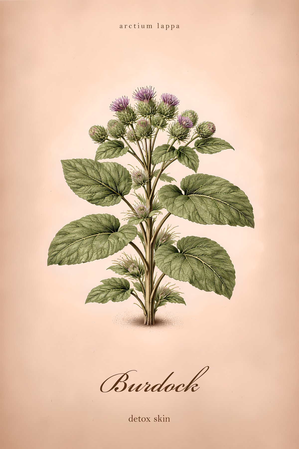 Burdock Botanical Print, Wild Herb Wall Art, Vintage Colour Plant Study Poster