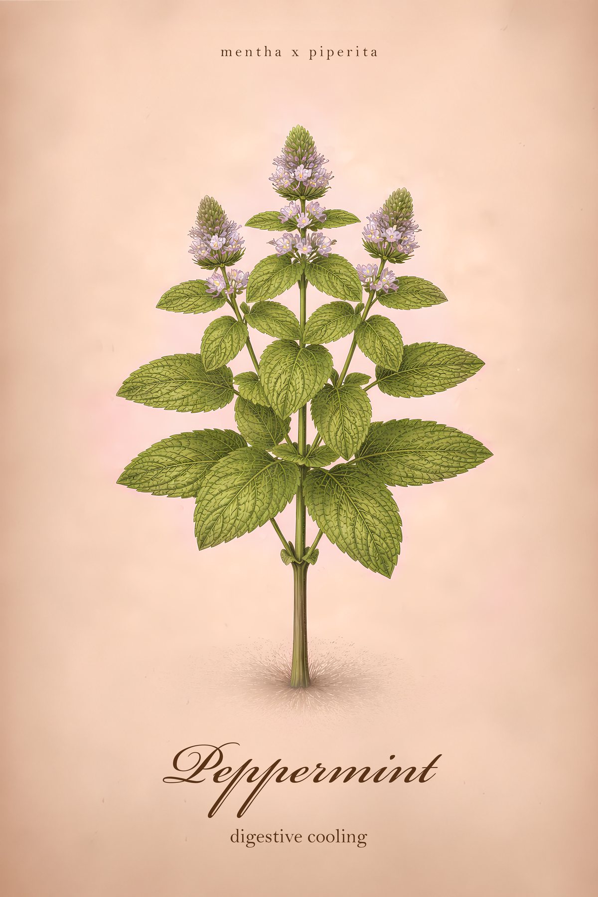 Mint Herb Print, Apothecary Kitchen Wall Art, Vintage Colour Botanical Poster
