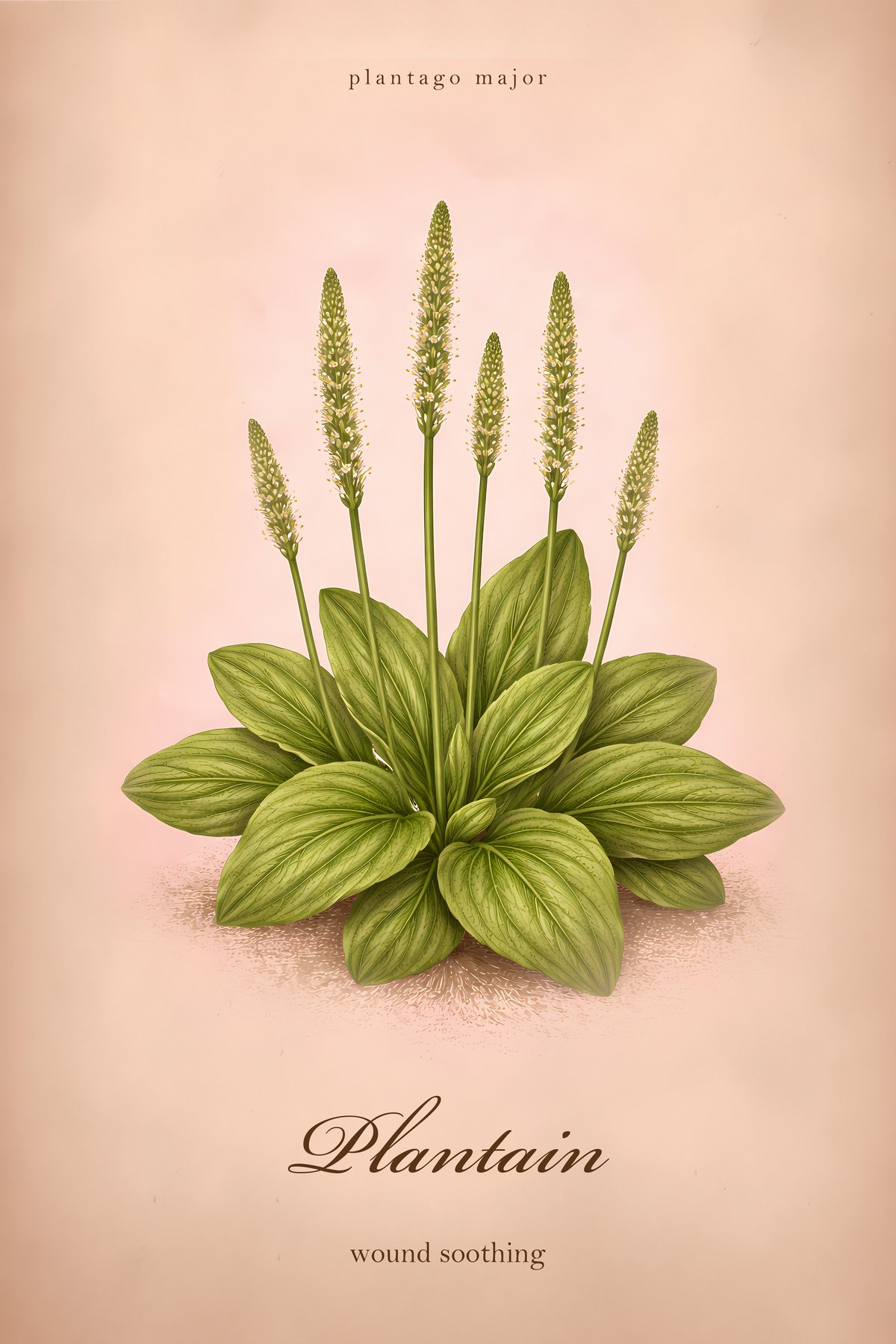 Plantain Botanical Print, Medicinal Herb Wall Art, Vintage Colour Apothecary Poster