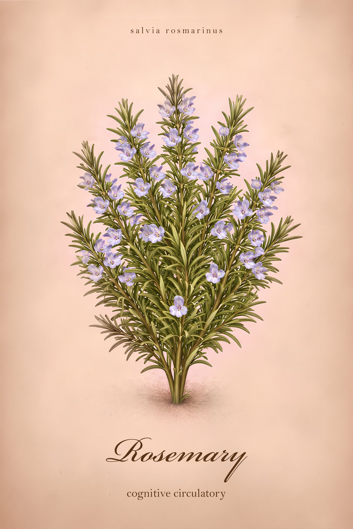 Rosemary Herb Print, Apothecary Kitchen Wall Art, Vintage Colour Botanical Poster
