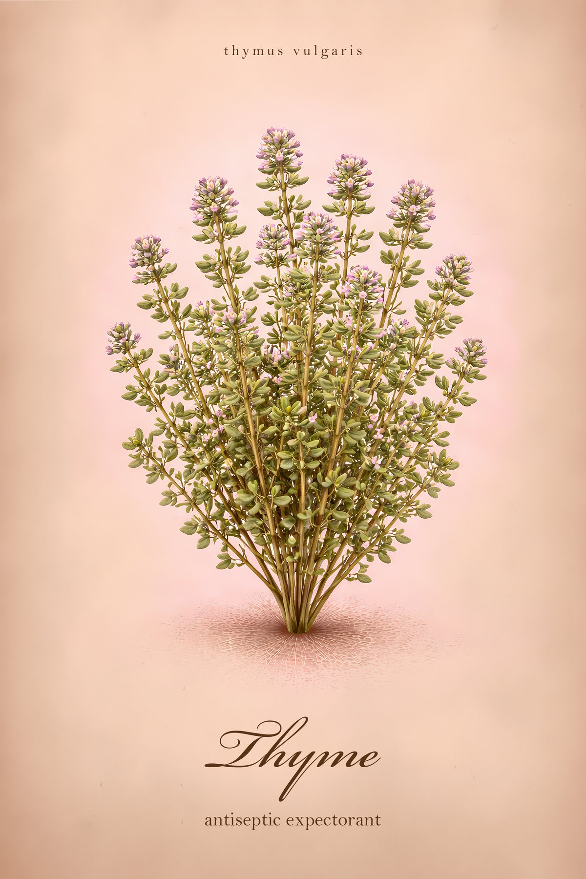 Thyme Herb Print, Apothecary Kitchen Wall Art, Vintage Colour Botanical Poster