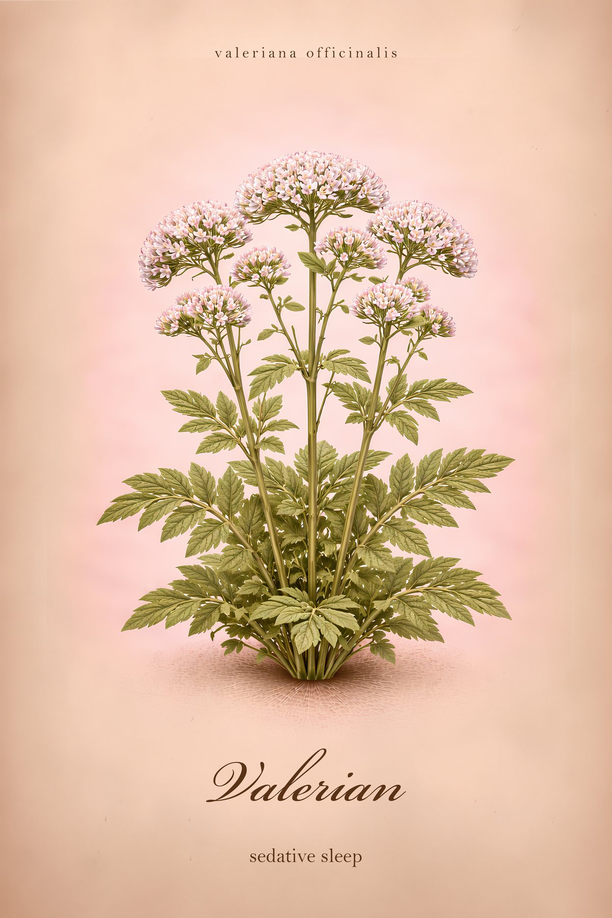 Valerian Botanical Print, Medicinal Herb Wall Art, Vintage Colour Apothecary Poster