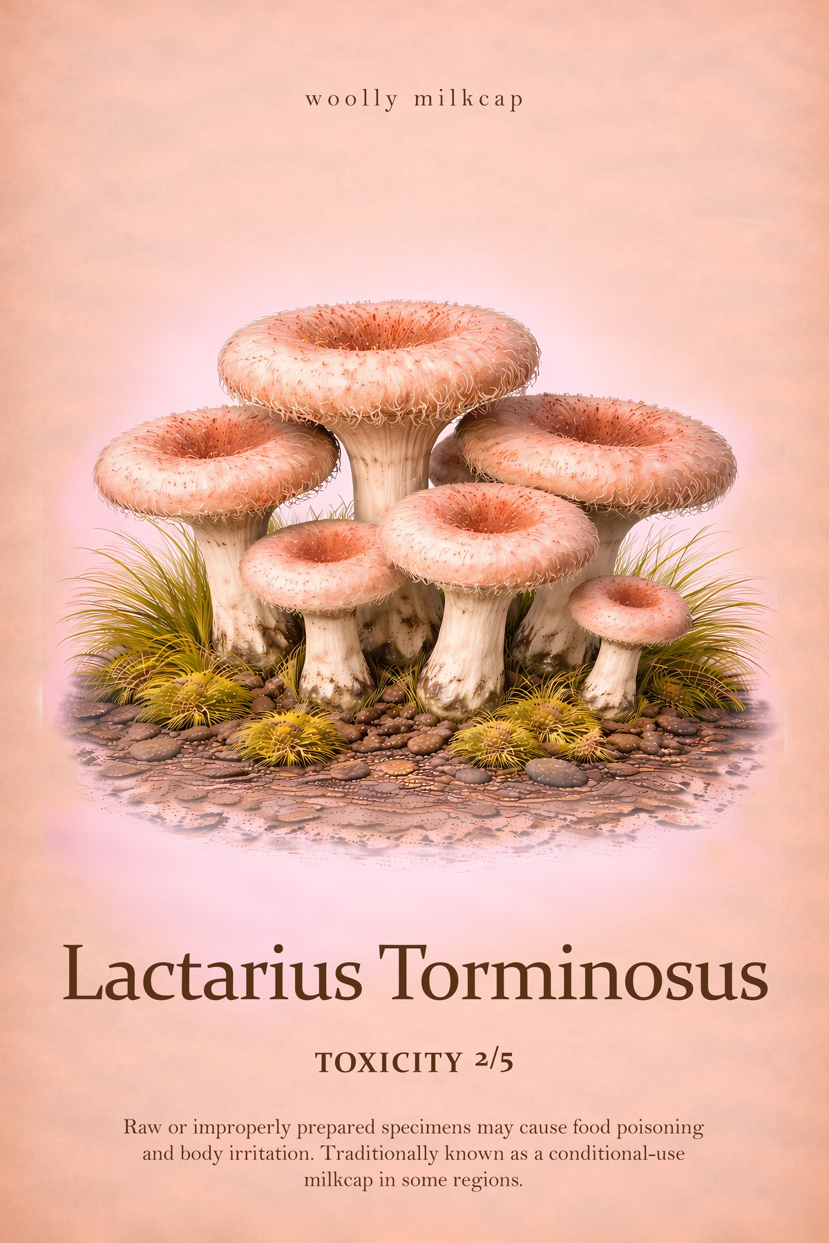 Lactarius torminosus Print, Mycology Wall Art, Vintage Fungi Study Poster