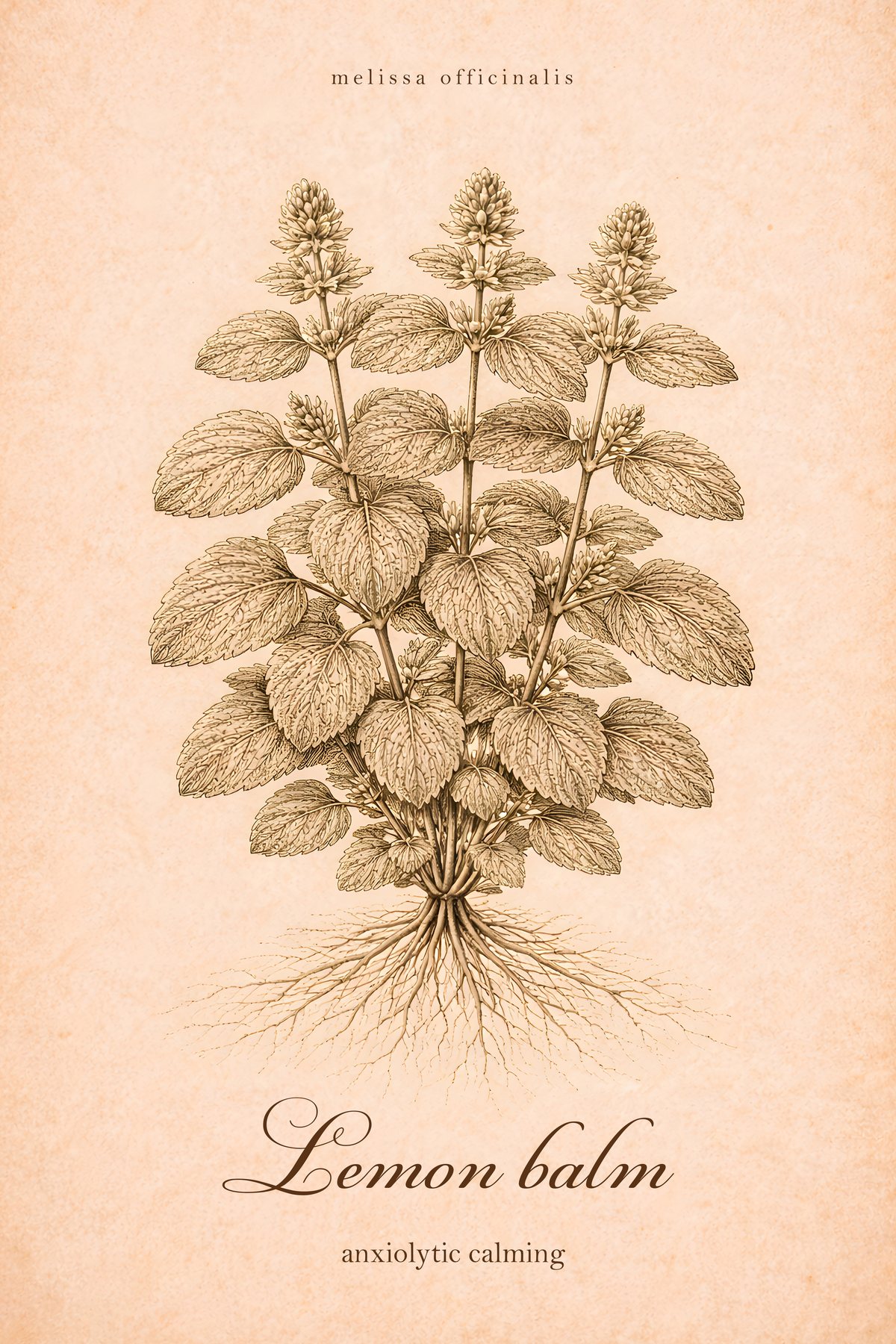 Lemon Balm Botanical Print, Medicinal Herb Wall Art, Vintage Apothecary Poster