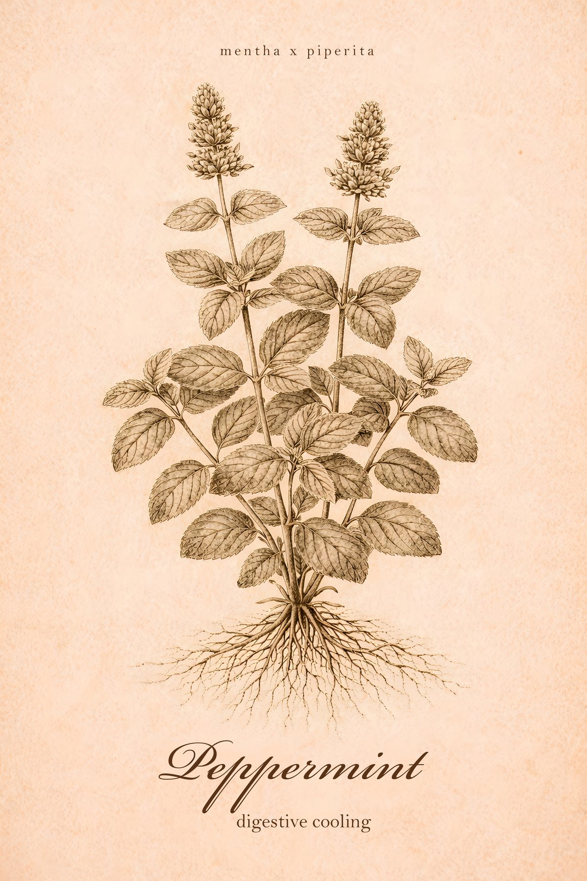 Mint Herb Print, Apothecary Kitchen Wall Art, Vintage Botanical Poster