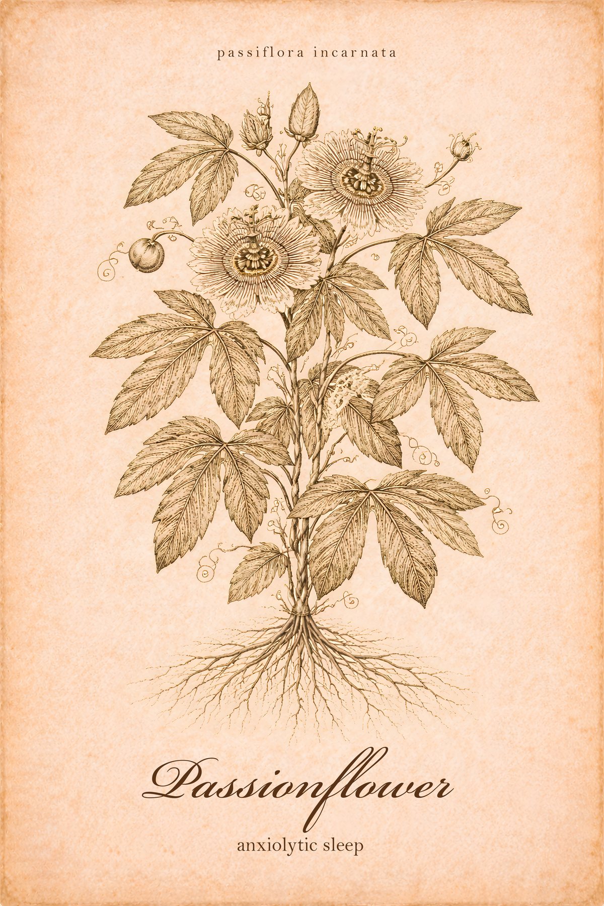 Passionflower Botanical Print, Medicinal Herb Wall Art, Vintage Apothecary Poster