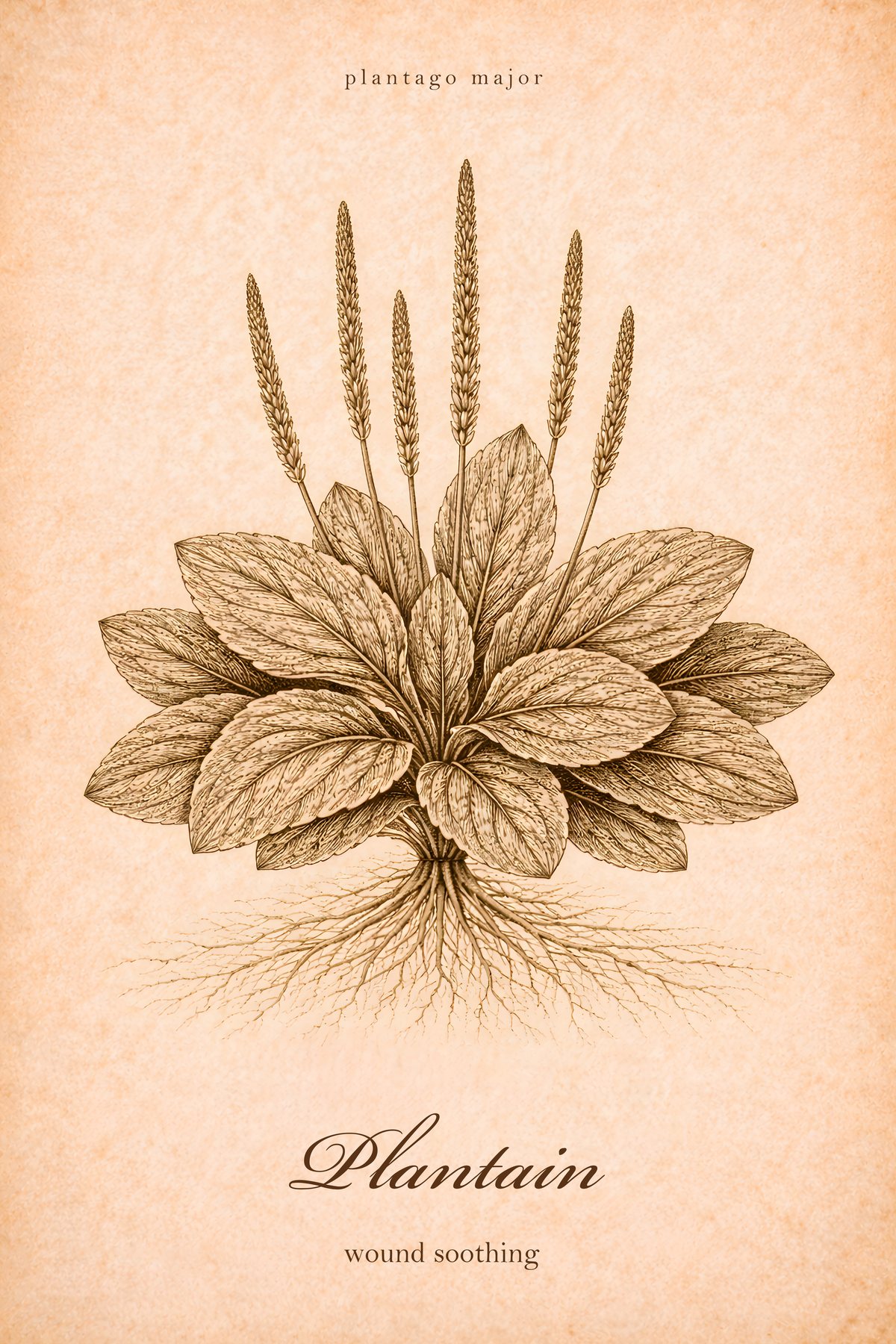 Plantain Botanical Print, Medicinal Herb Wall Art, Vintage Apothecary Poster