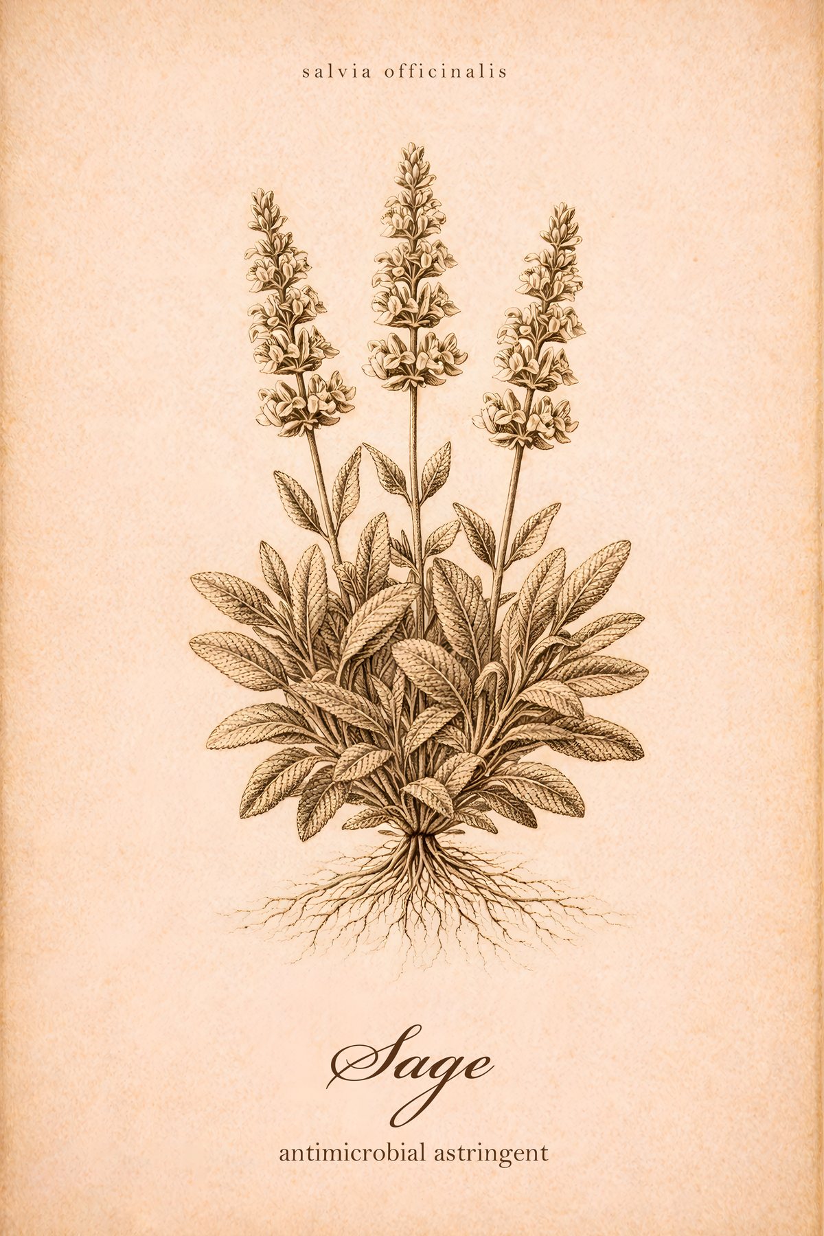 Sage Herb Print, Apothecary Kitchen Wall Art, Vintage Botanical Poster
