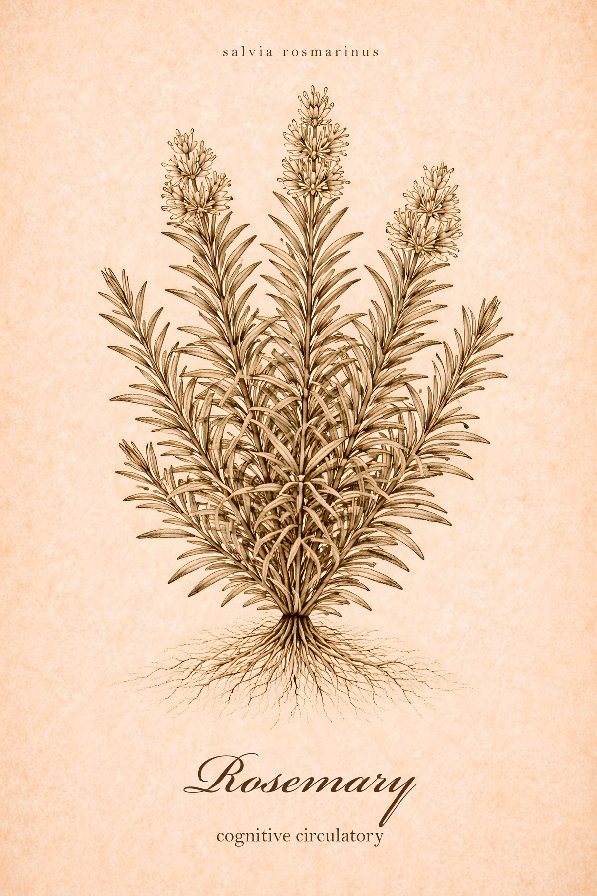 Rosemary Herb Print, Apothecary Kitchen Wall Art, Vintage Botanical Poster