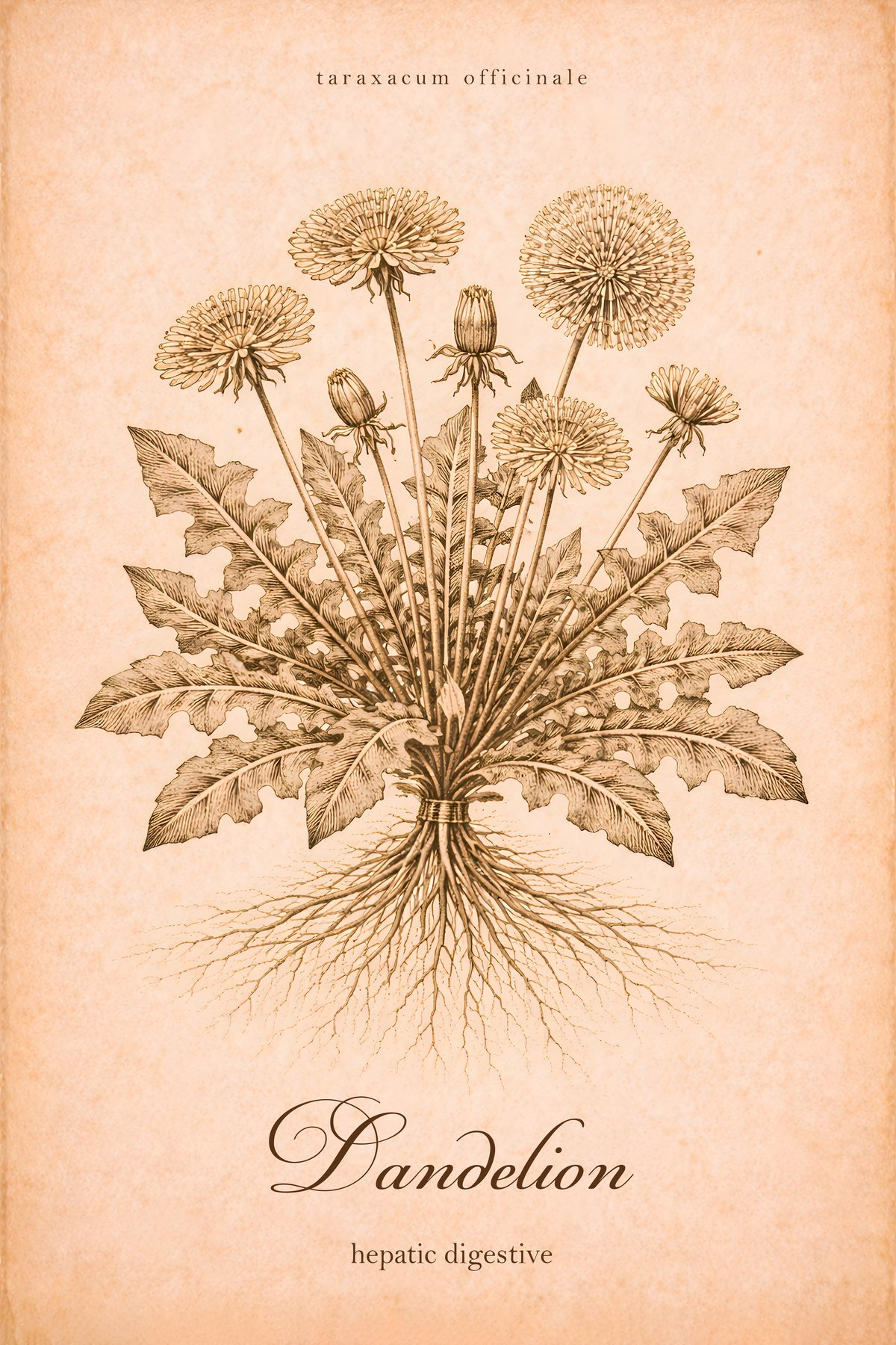 Dandelion Botanical Print, Medicinal Herb Wall Art, Vintage Apothecary Poster