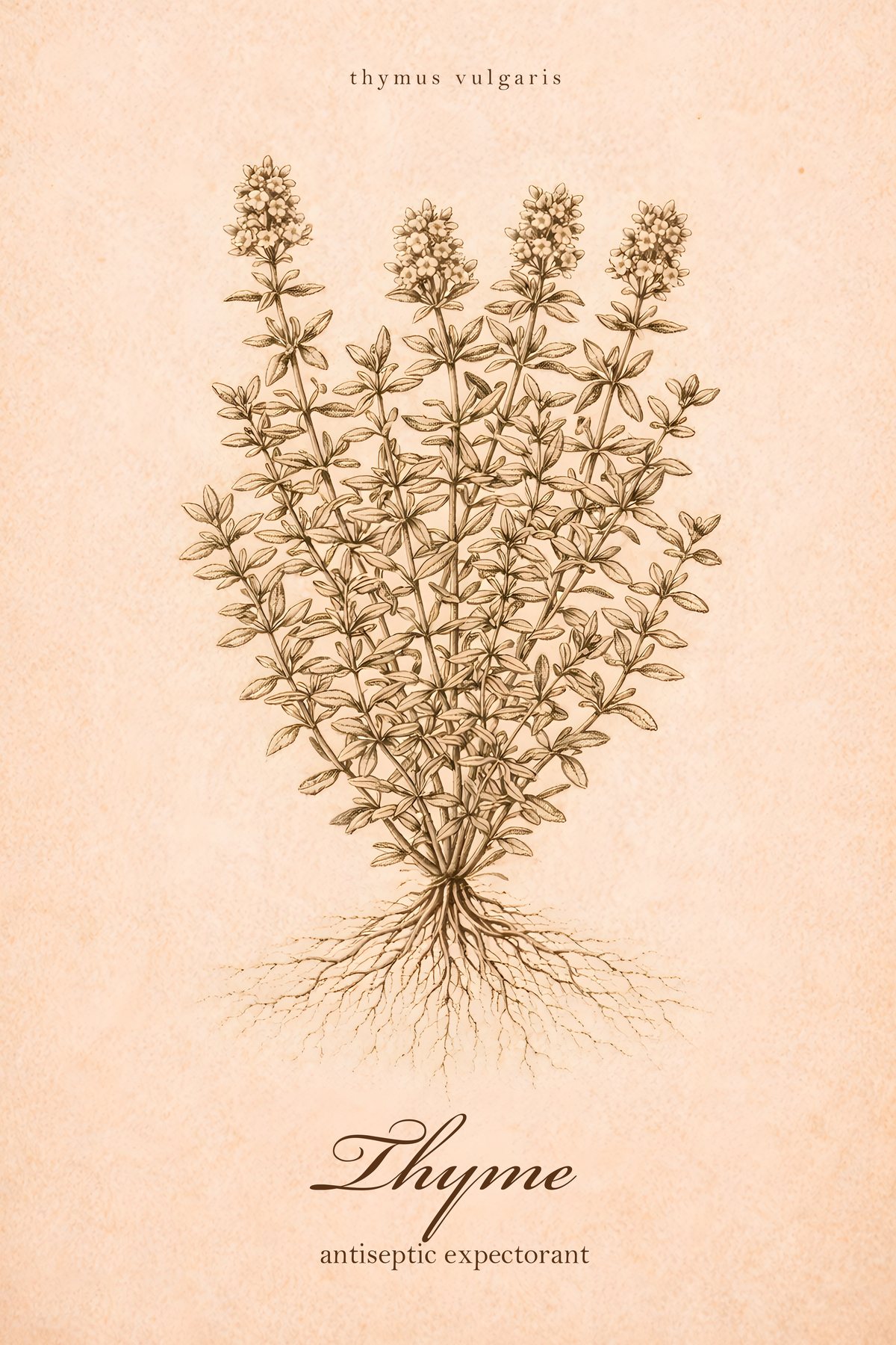Thyme Herb Print, Apothecary Kitchen Wall Art, Vintage Botanical Poster