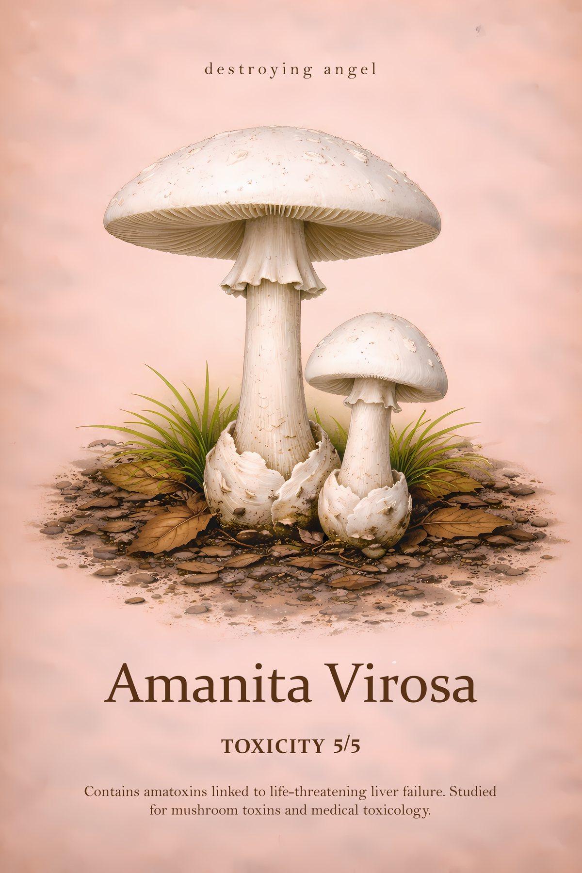 Amanita virosa Print, Poisonous Mushroom Poster, Vintage Mycology Wall Art
