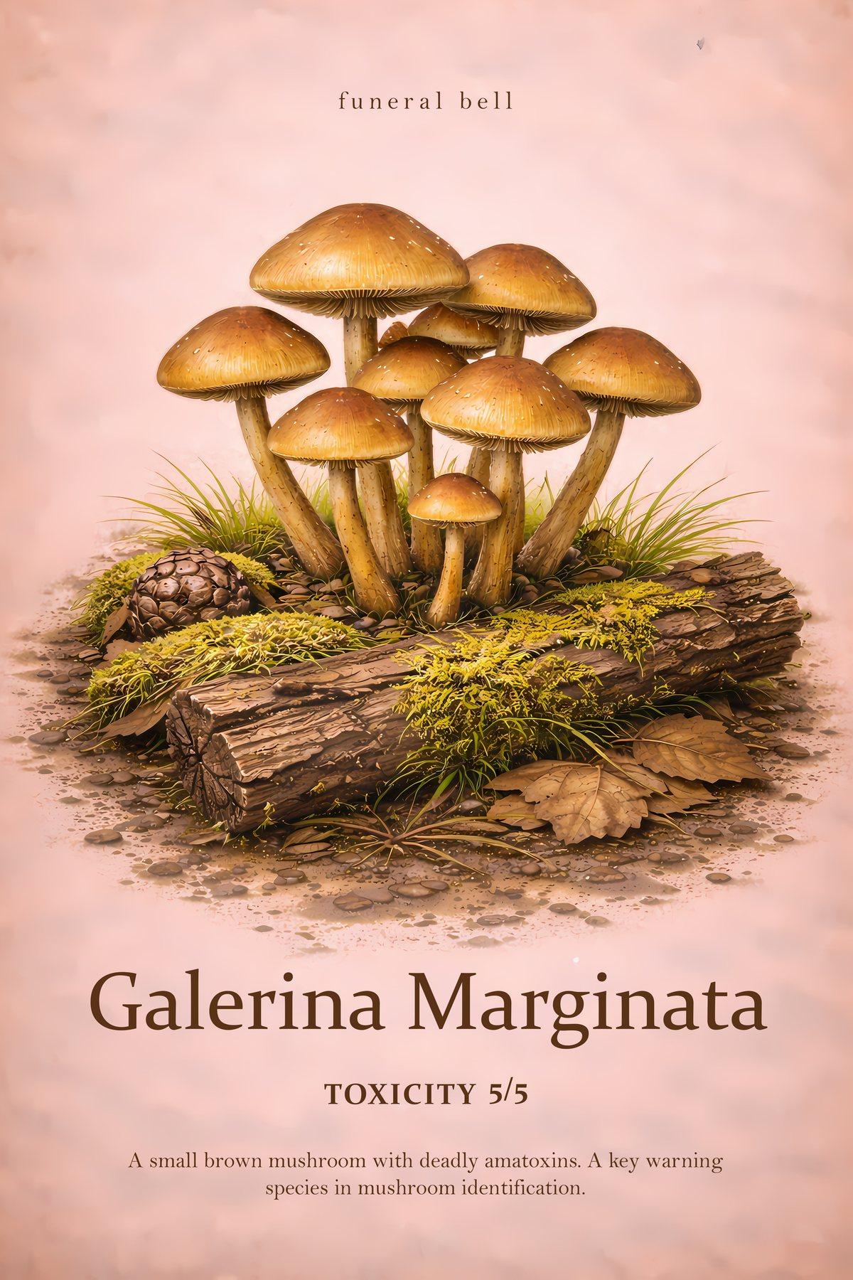 Galerina marginata Print, Poisonous Mushroom Poster, Vintage Mycology Wall Art