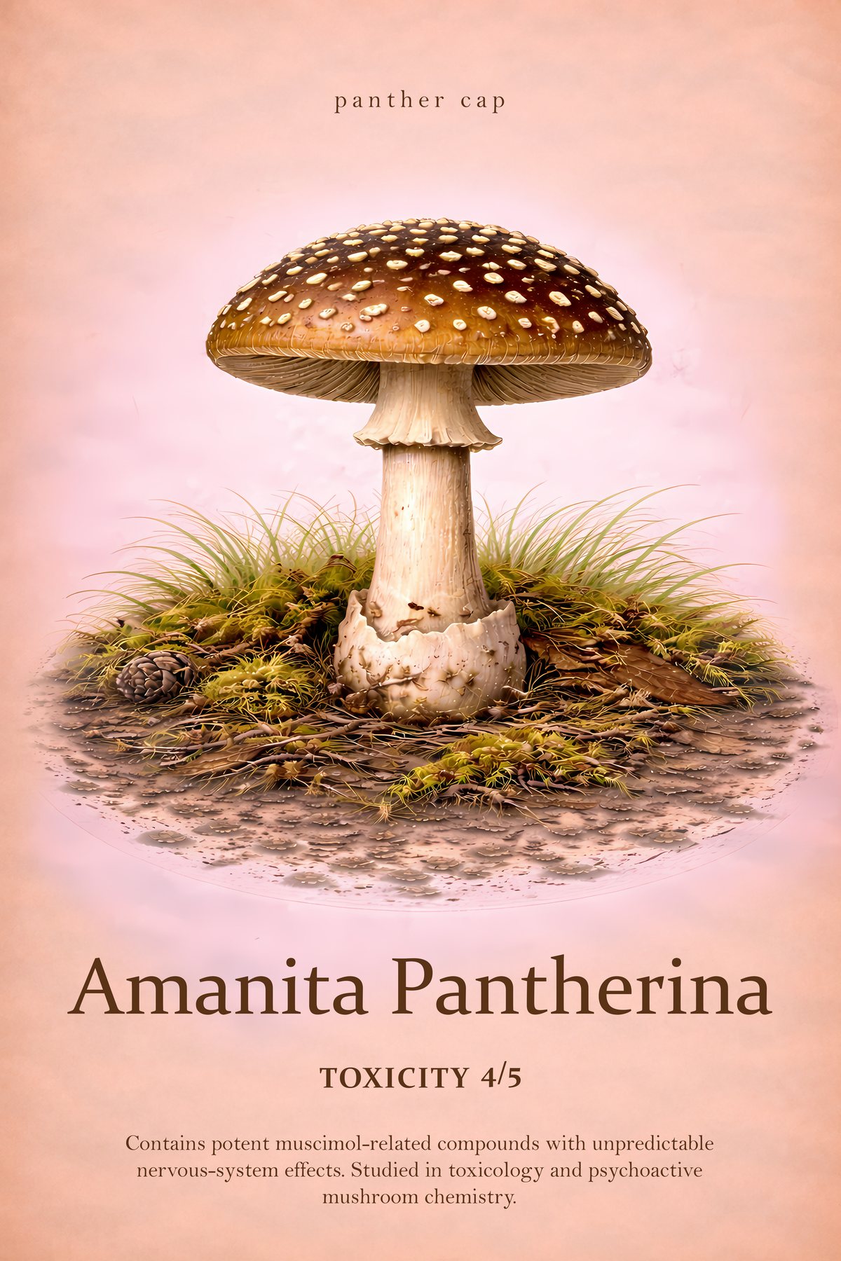 Amanita pantherina Print, Mushroom Wall Art, Vintage Botanical Poster