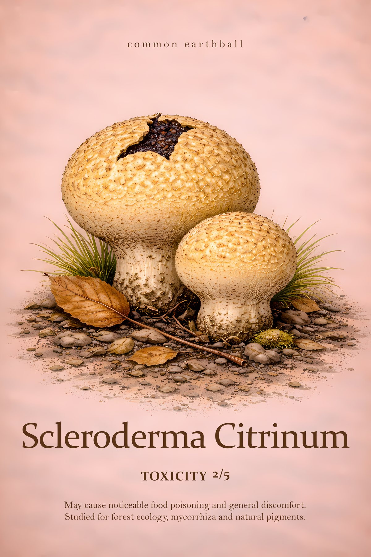 Scleroderma citrinum Print, Mycology Wall Art, Vintage Fungi Study Poster
