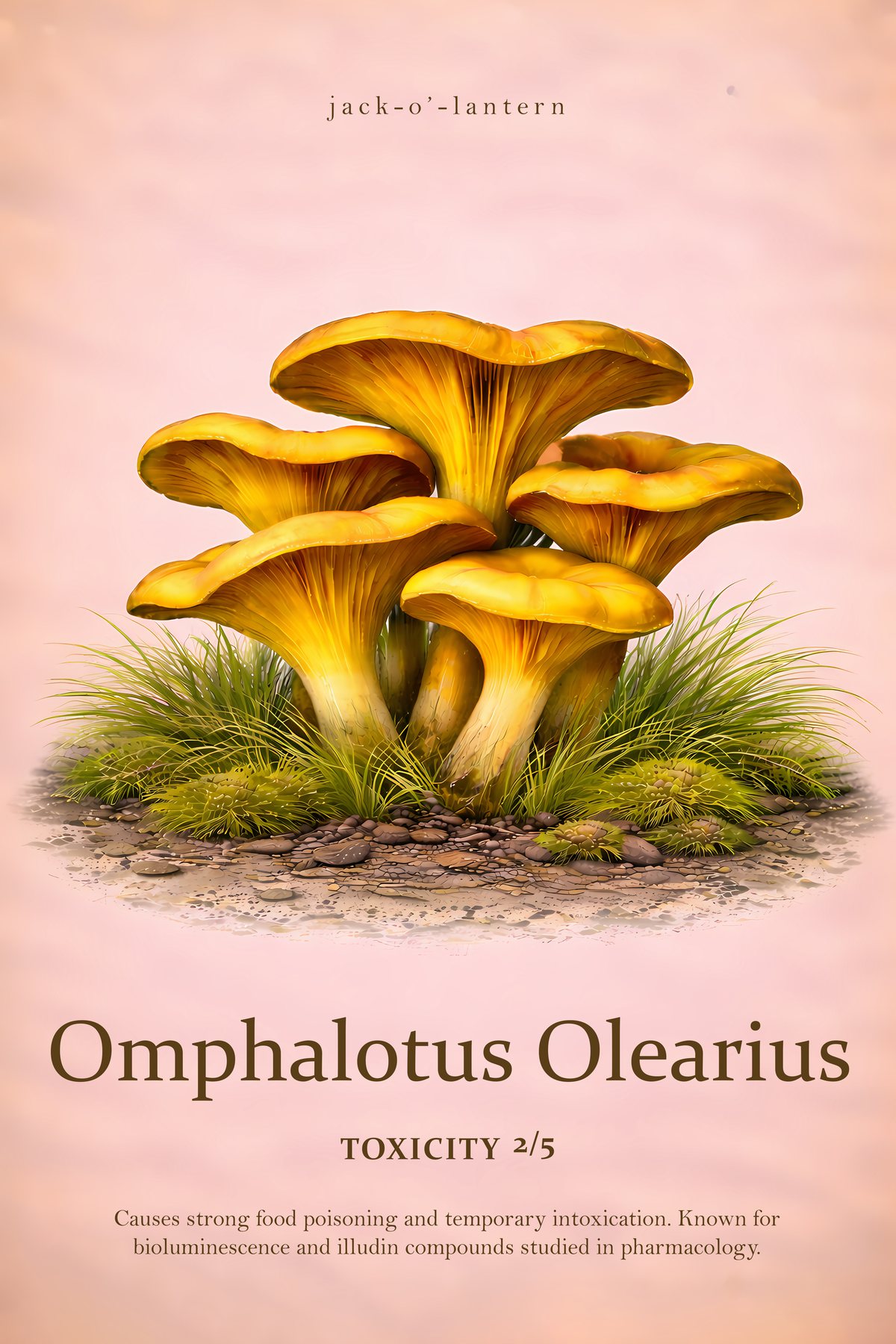Omphalotus olearius Print, Mushroom Wall Art, Vintage Botanical Poster